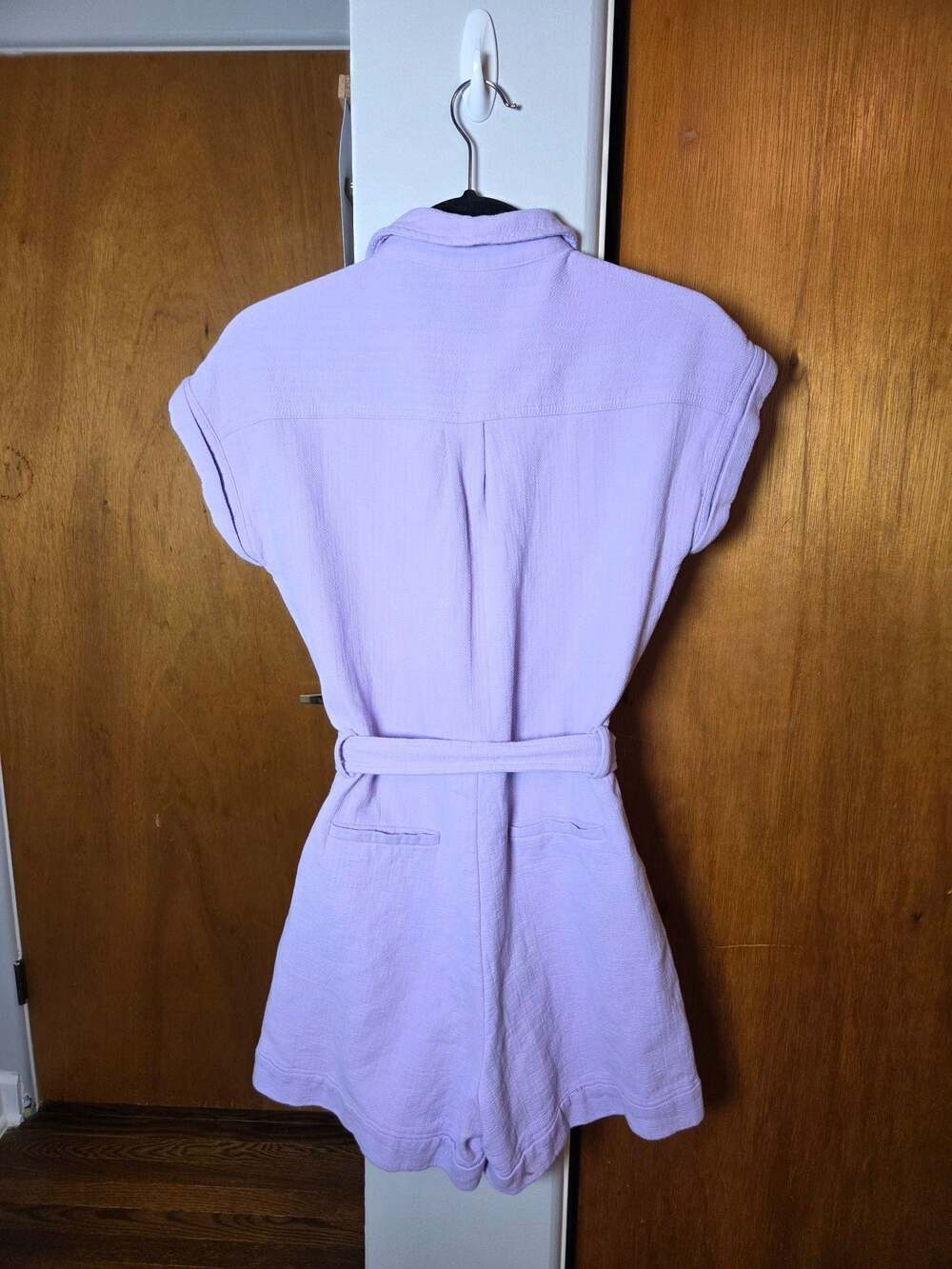 FRNCH Textured 100% Cotton Lilac Coastal Romper, Size S - Picture 3 of 7